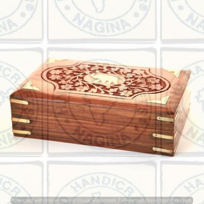 Sheesham Wood Engraved Brass Inlaid Jewelry Box Hind Handicrafts products