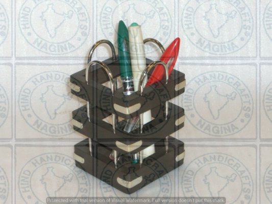 Sheesham Wood Brass Inlaid Pen Holder Hind Handicrafts products