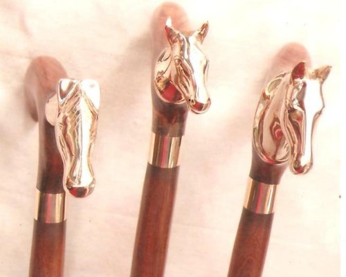Wooden Walking Stick with Brass Horse Handle Hind Handicrafts products