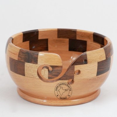 Beech and Sheeham Wood Yarn Bowl Hind Handicrafts products