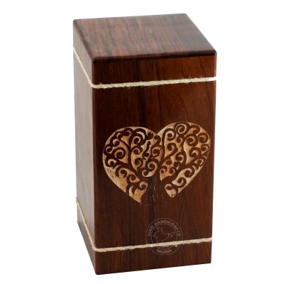 Sheesham Wood Engraved Tree of life Cremation Urn Box