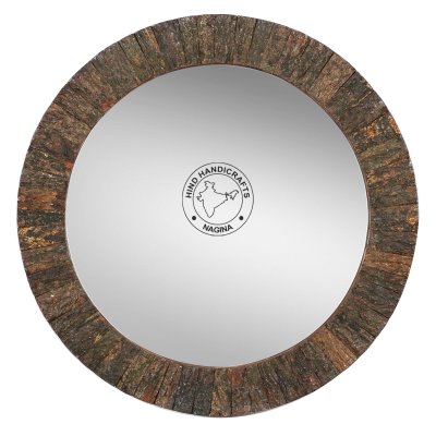 Wood Bark Crafted MDF Wall Mount Mirror Hind Handicrafts products