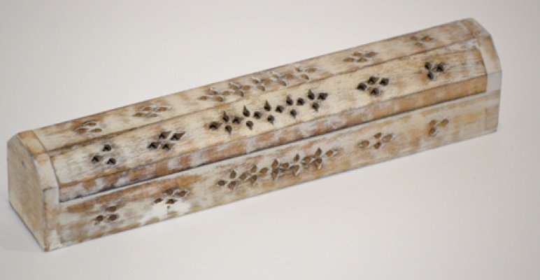 Mango Wood Antique Whitewashed Incense Box